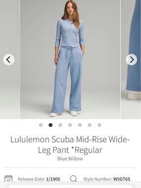 lululemon athletica Wide-Leg Scuba Pants in Blue Willow XS 2 4 28” short